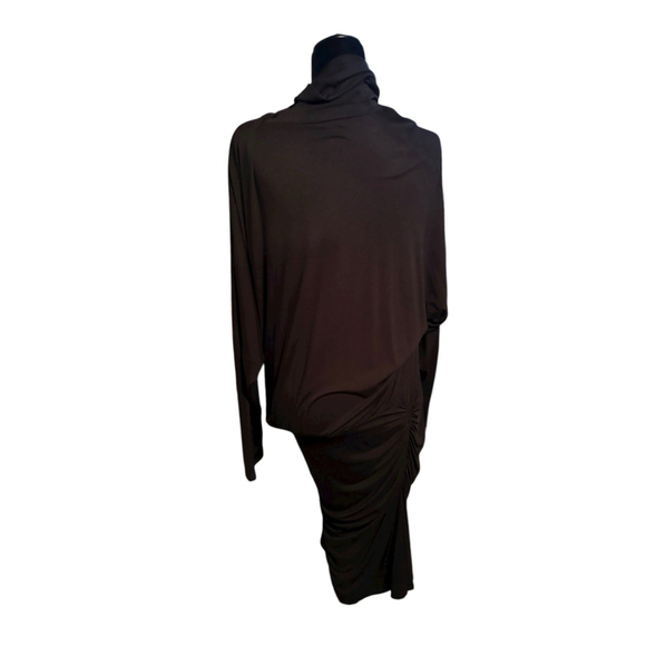 Veronica Beard Manda Dress Womens XL Black Ruched Skirt Turtleneck Dolman - Picture 5 of 8